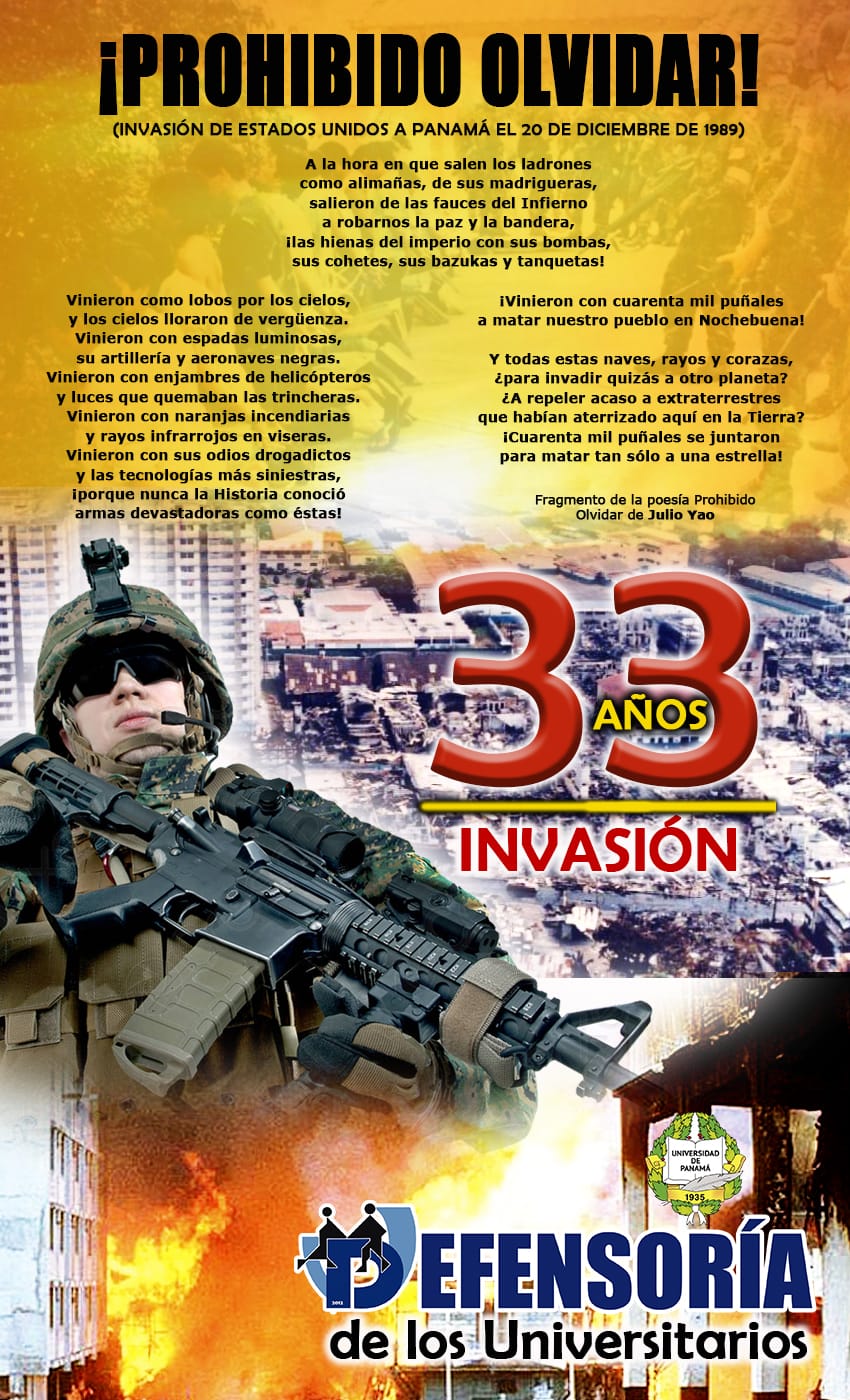 Comunicado En Conmemoración De Los 33 Años De La Invasión De Eeuu A Panamá 1989 2022 El 3052